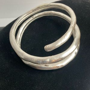 AK (Anne Klein) Heavy Silver Tone Circle Bracelet